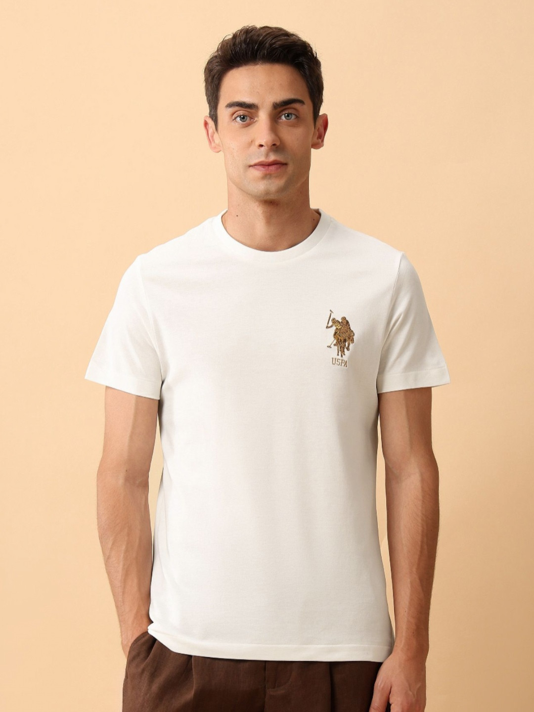 U.S. Polo Assn. Embroidered Round Neck Slim Fit Pure Cotton T-shirt