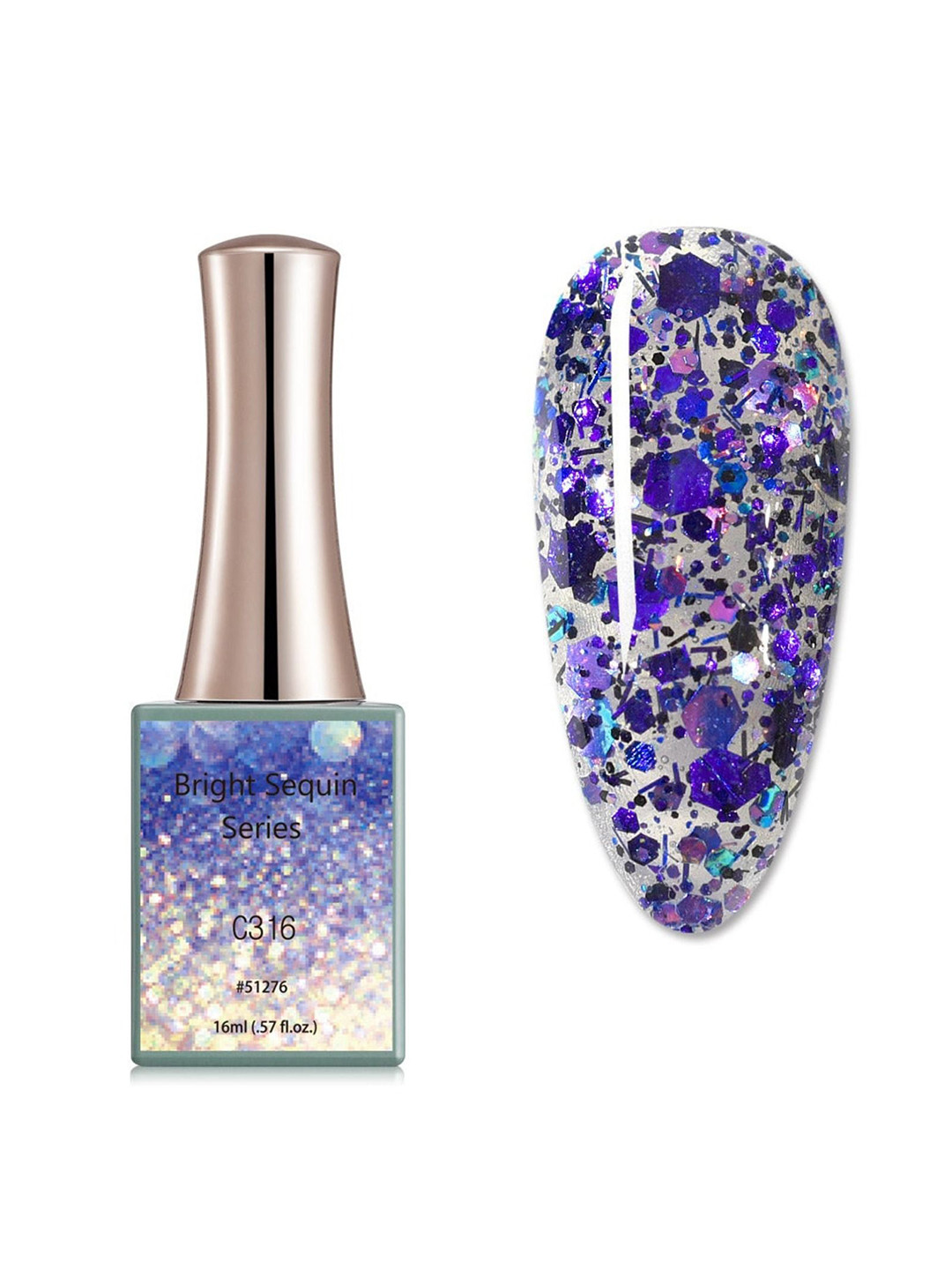 BELLE GAGA Bright Sequin Series UV LED Gel Nail Polish - 16 ml - Shade - C316