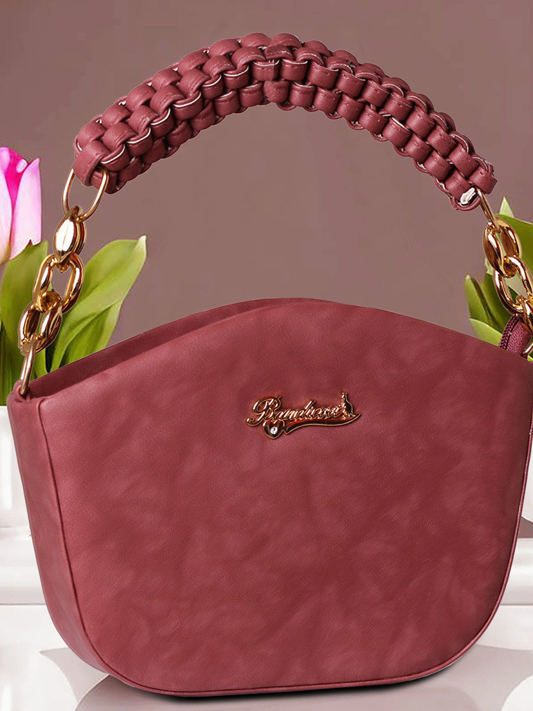 BANDICOOT Brand Logo Printed Structured Sling Bag with Tasselled