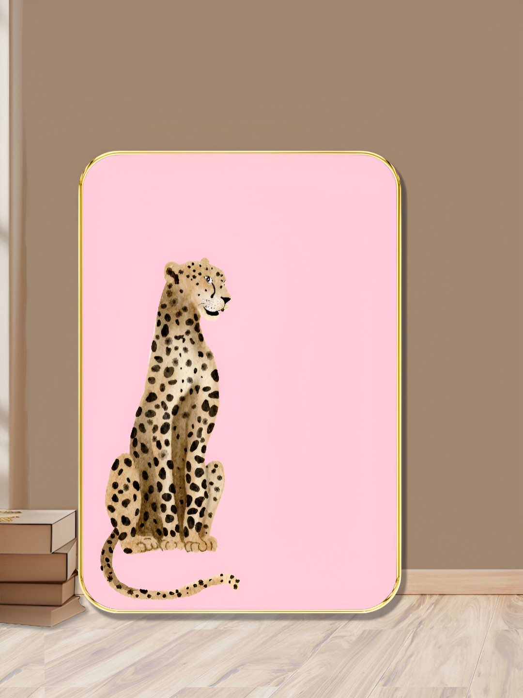 Myntra Elegant Homes Pink & Brown Cheetah Wooden Wall Art