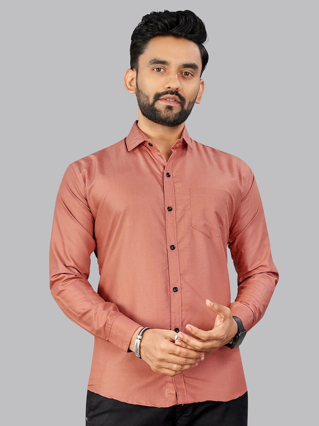KHUSHI CREATION Original Spread Collar Cotton Casual Shirt