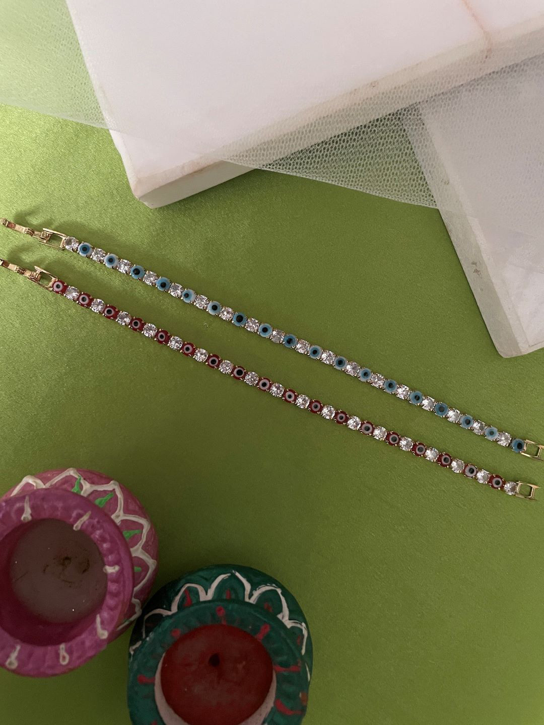 Digital Dress Room Set of 2 Evil Eye Bracelet Wraparound Rakhi