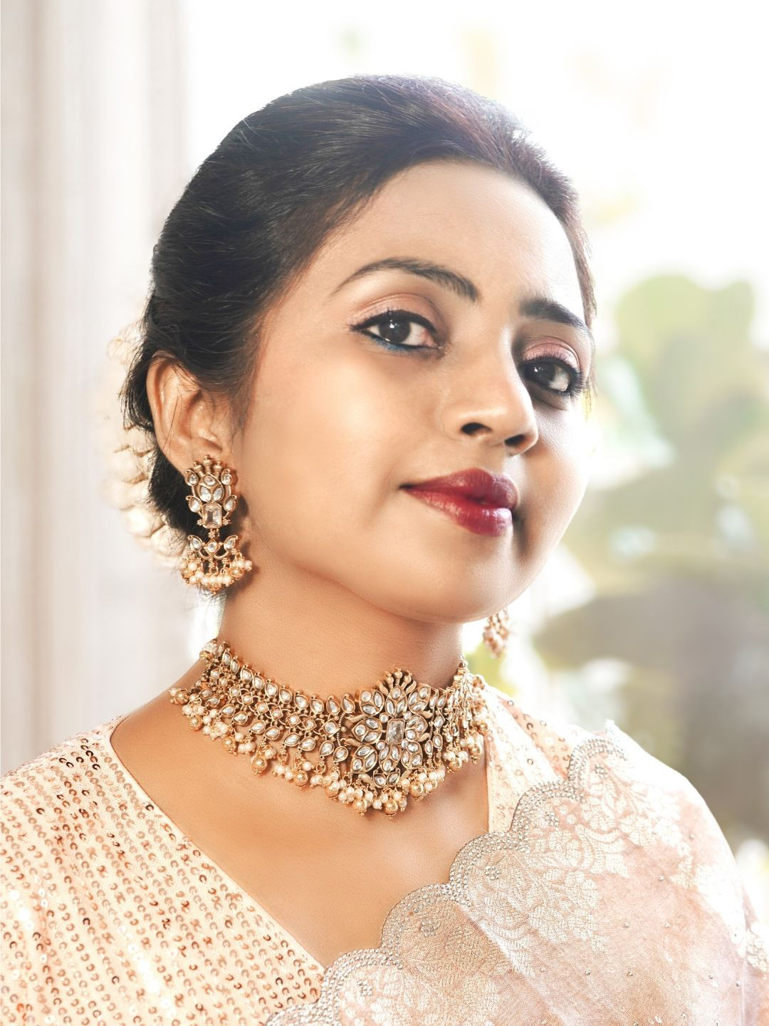 INC63 Broad Kundan Choker Necklace Set