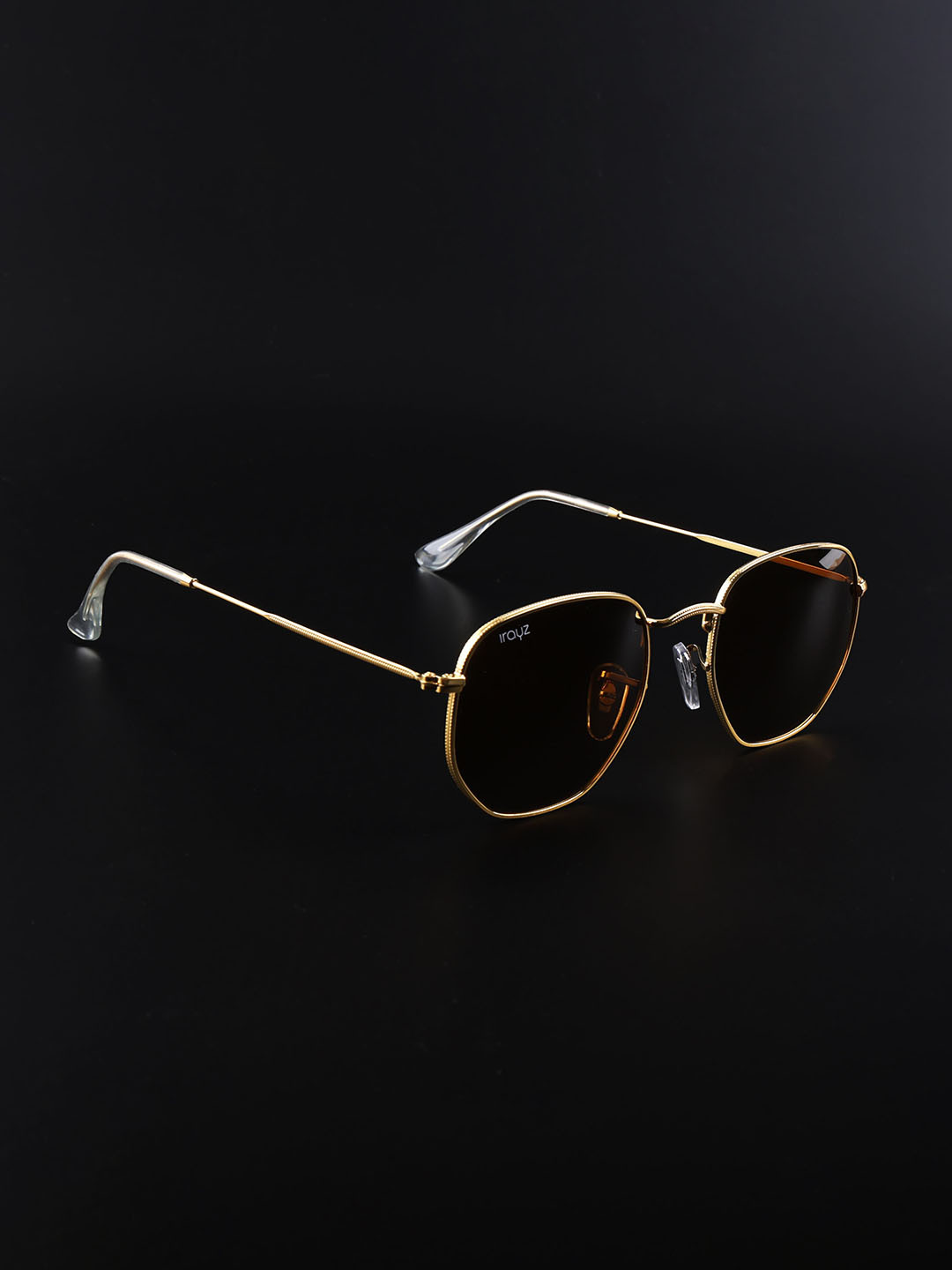Irayz Women Hexagon Sunglasses With UV Protected Lens 3548-Gold-Brown