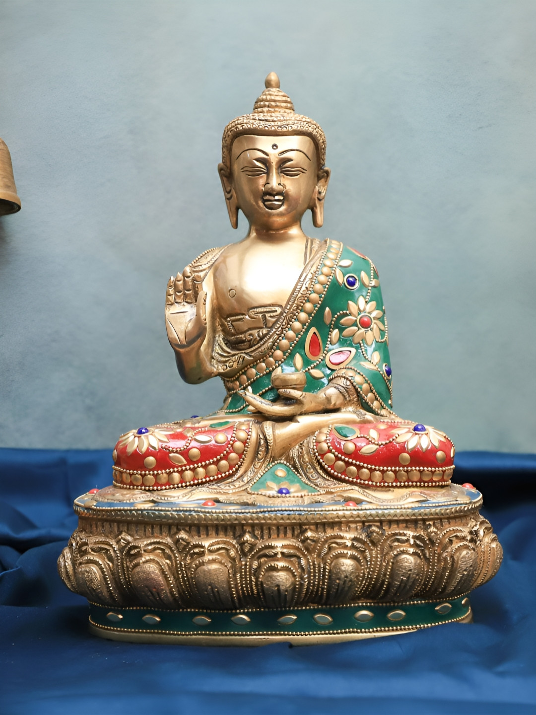 The Advitya Gold-Toned Religious Mosaic Buddha Idol Showpiece