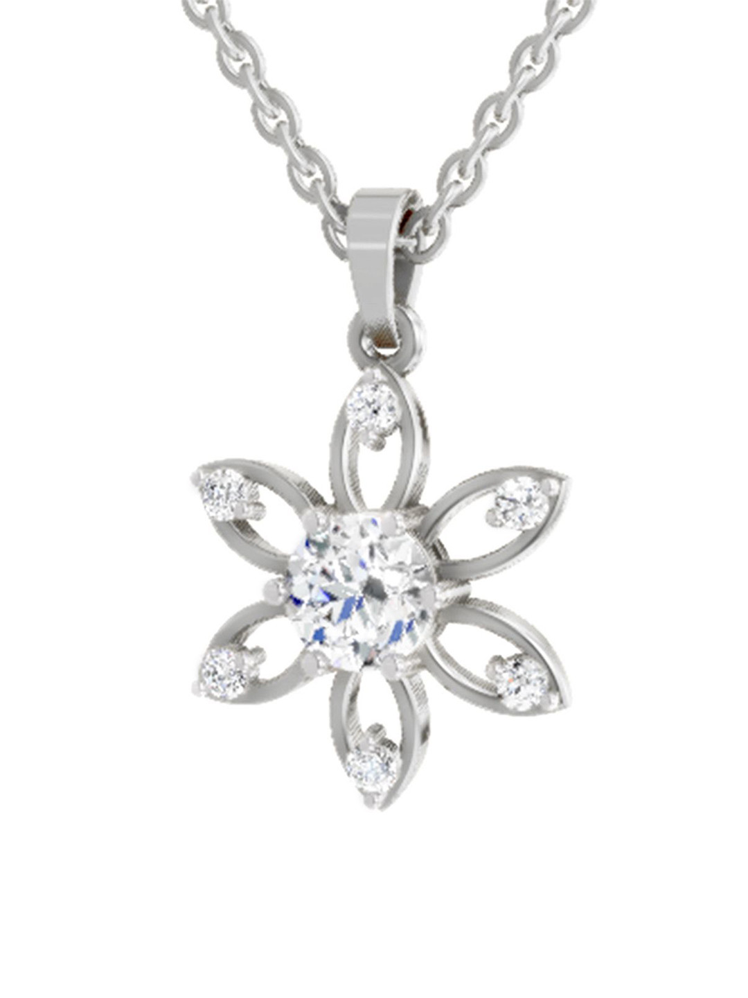 Sparkles 14K White Gold Lab Grown Diamond 1.01 Carat Round Shape Diamond Pendant