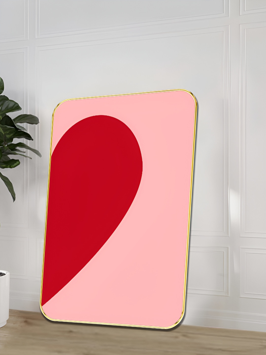 Myntra Elegant Homes Pink & Red Wooden Minimalist Heart Wall Art