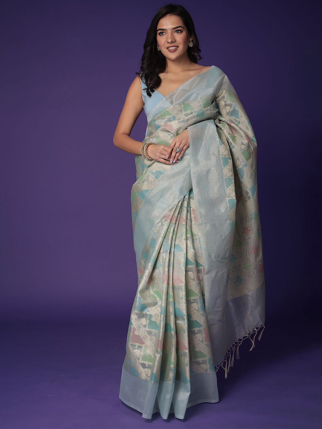 ZARI  Jaipur Tissue Saree with Banarasi Texture
