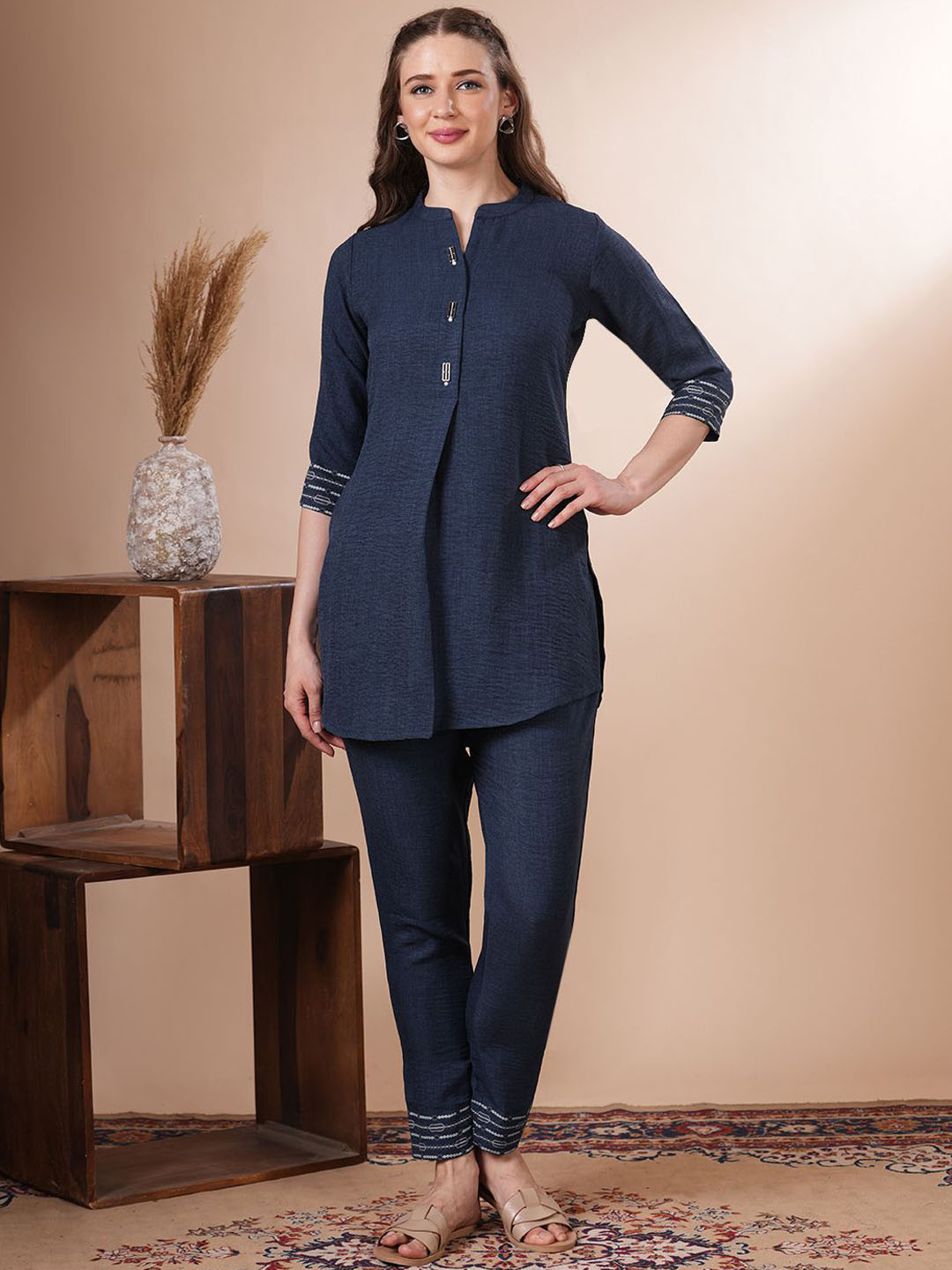 FASHOR Embroidered Tunic With Trouses Co-Ords