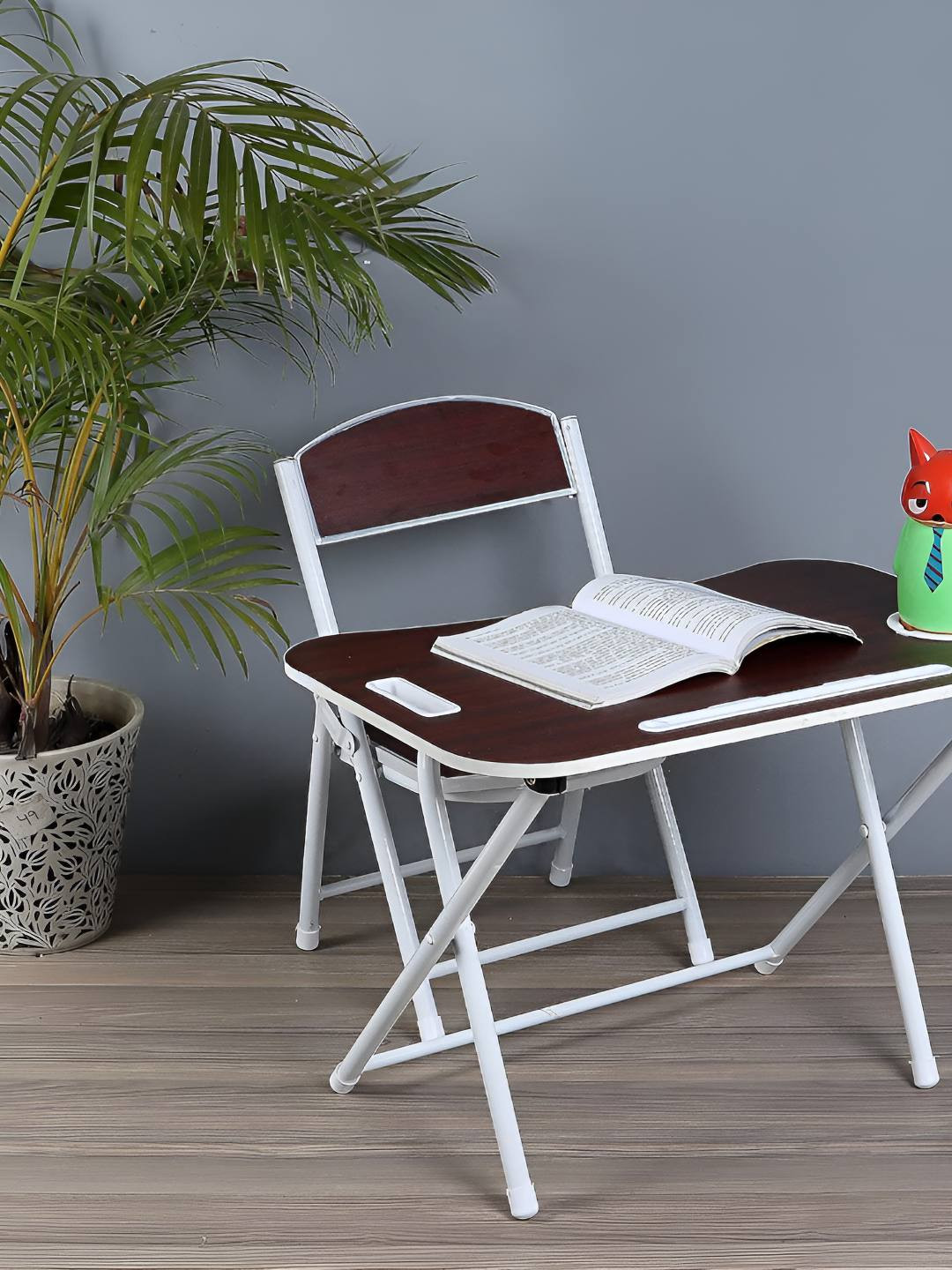 The Tickle Toe Kids Brown & White Wooden & Metal Foldable Study Table