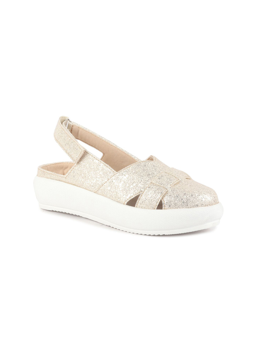 FAUSTO Women Embellished Backstrap Height Enhancer Hook and Loop Lightweight Sneakers