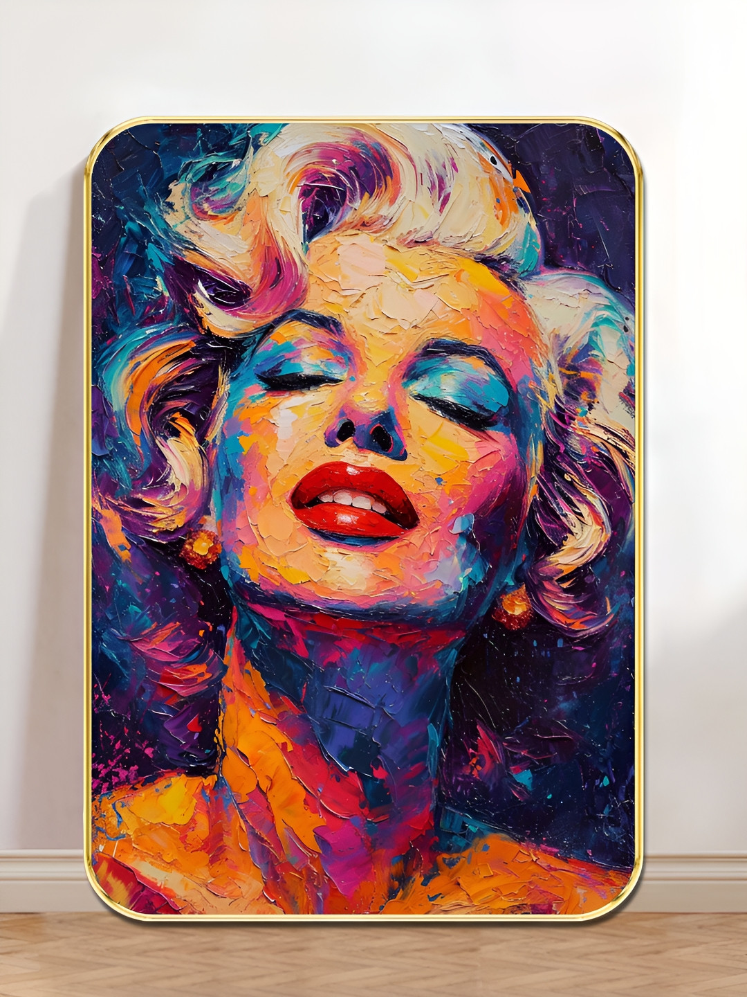 Myntra Elegant Homes Purple & Orange 1 Piece Wooden Marilyn Monroe Wall Art