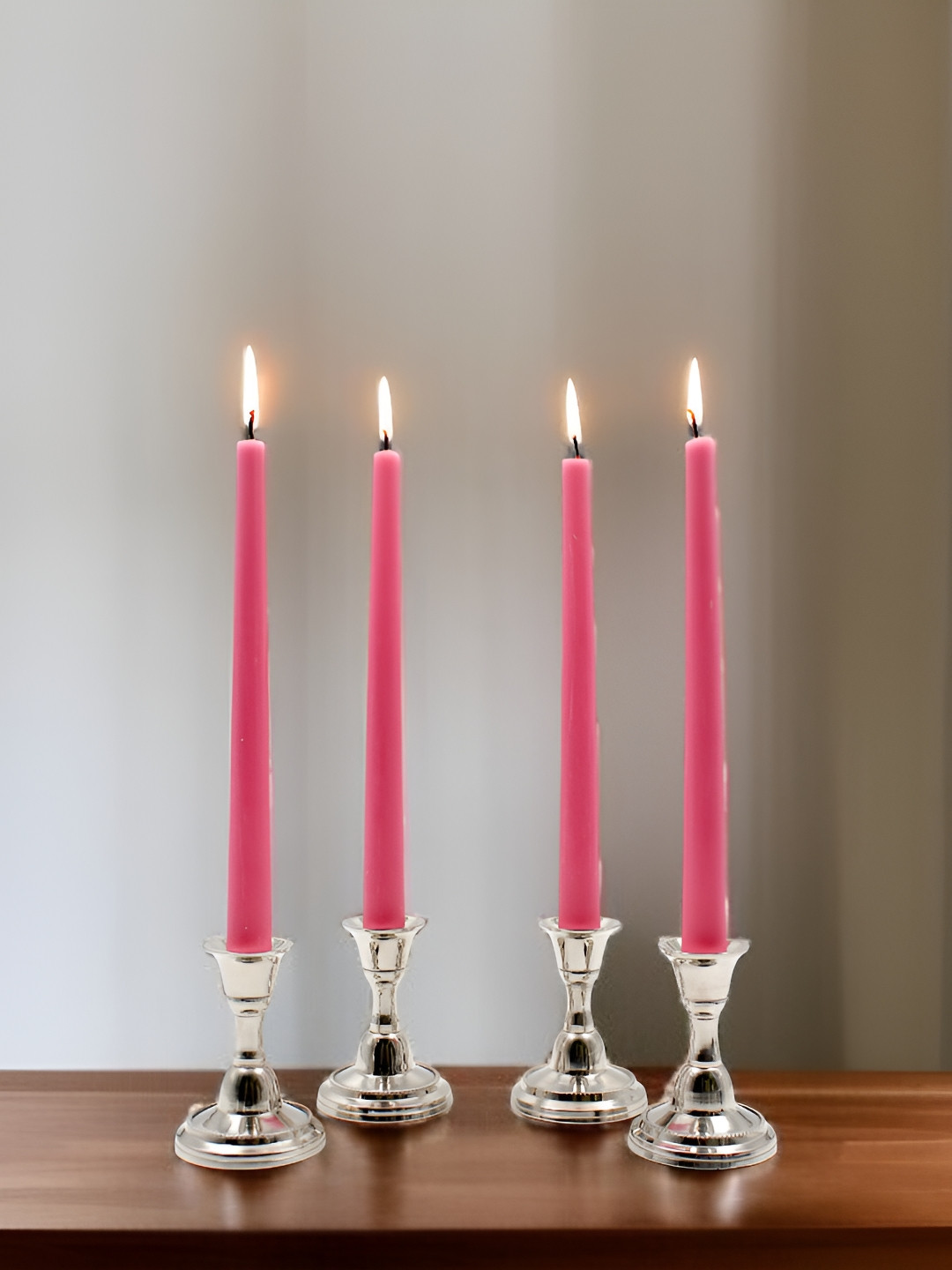 HOSLEY For Home Decoration 4Pcs Smokeless 1 Wick Solid Tapered Regular Pillar Candles