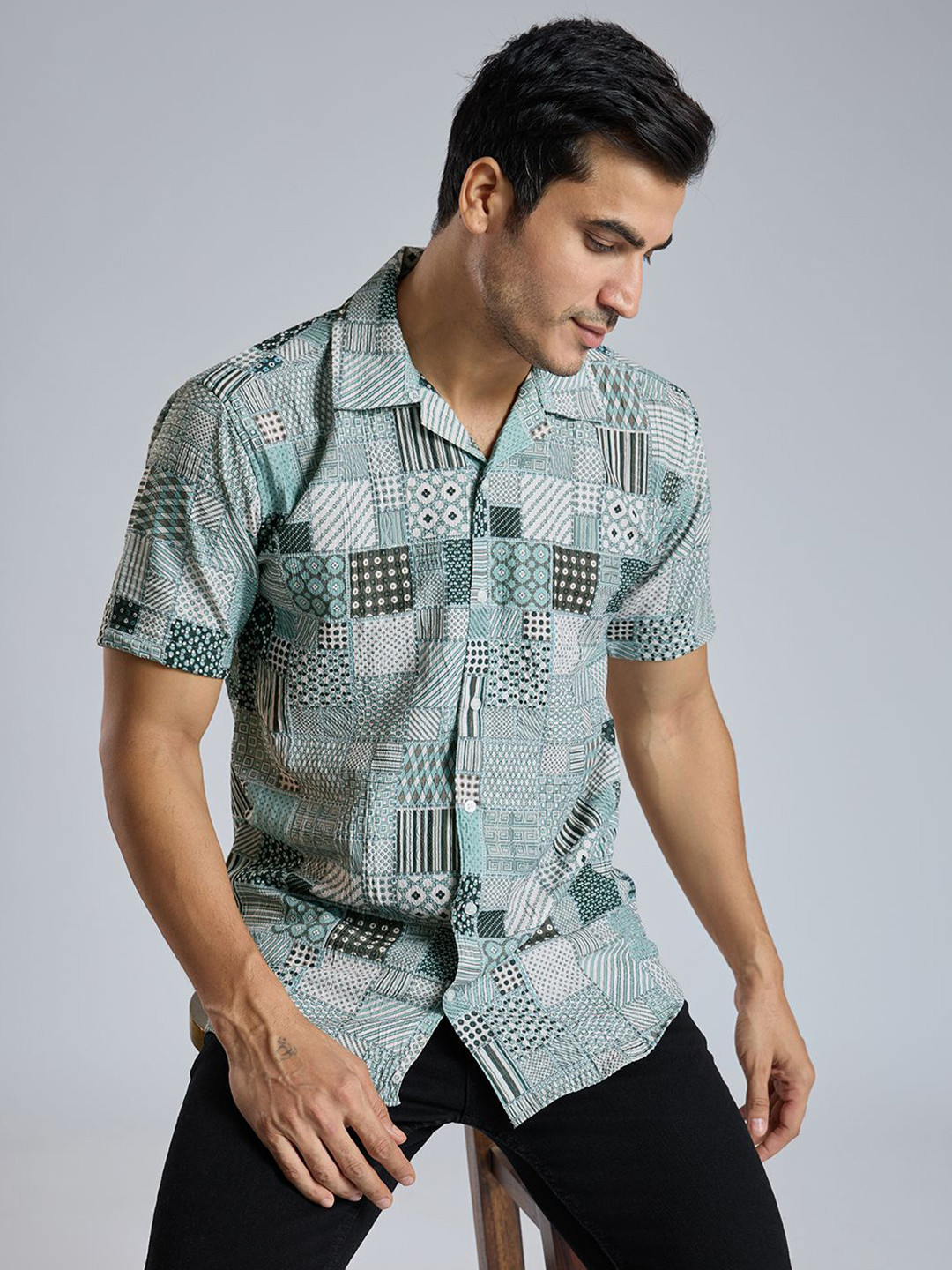 TATER GARMENTS Ethnic Motifs Printed Spread Collar Straight Regular Fit Shirt