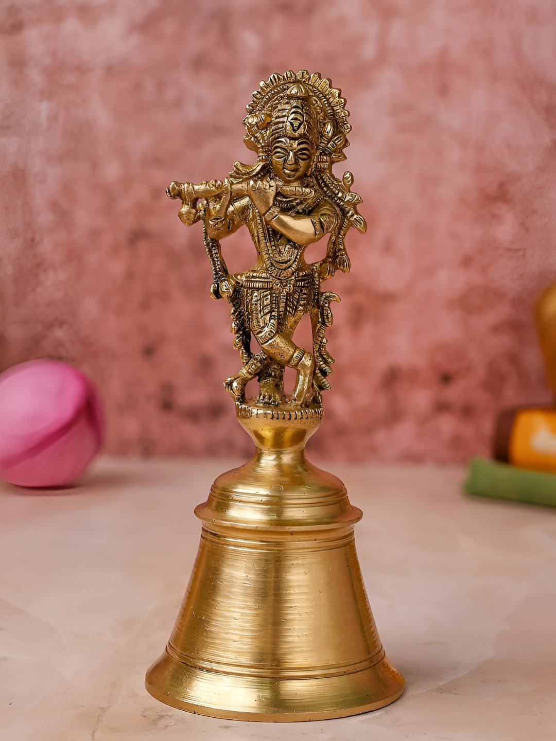 The Advitya Gold-Toned Religious Krishna Bhagwan Murti on Bell Idol Showpiece