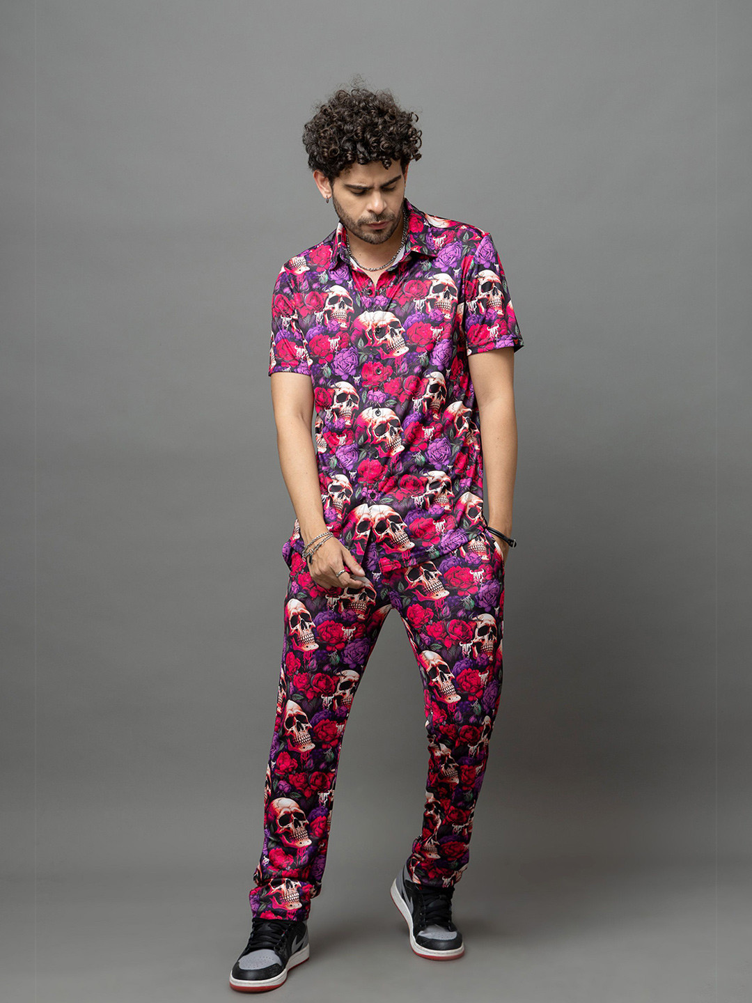 GO DEVIL Printed Shirt Collar Shirt With Trousers Co-Ords Set