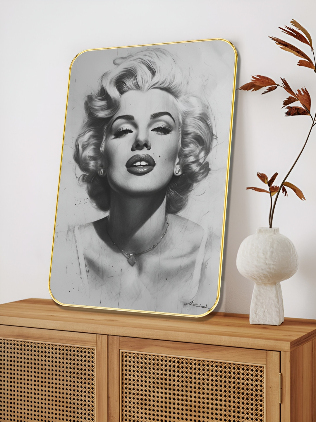 Myntra Elegant Homes White & Black Marilyn Monroe Painting Wall Art
