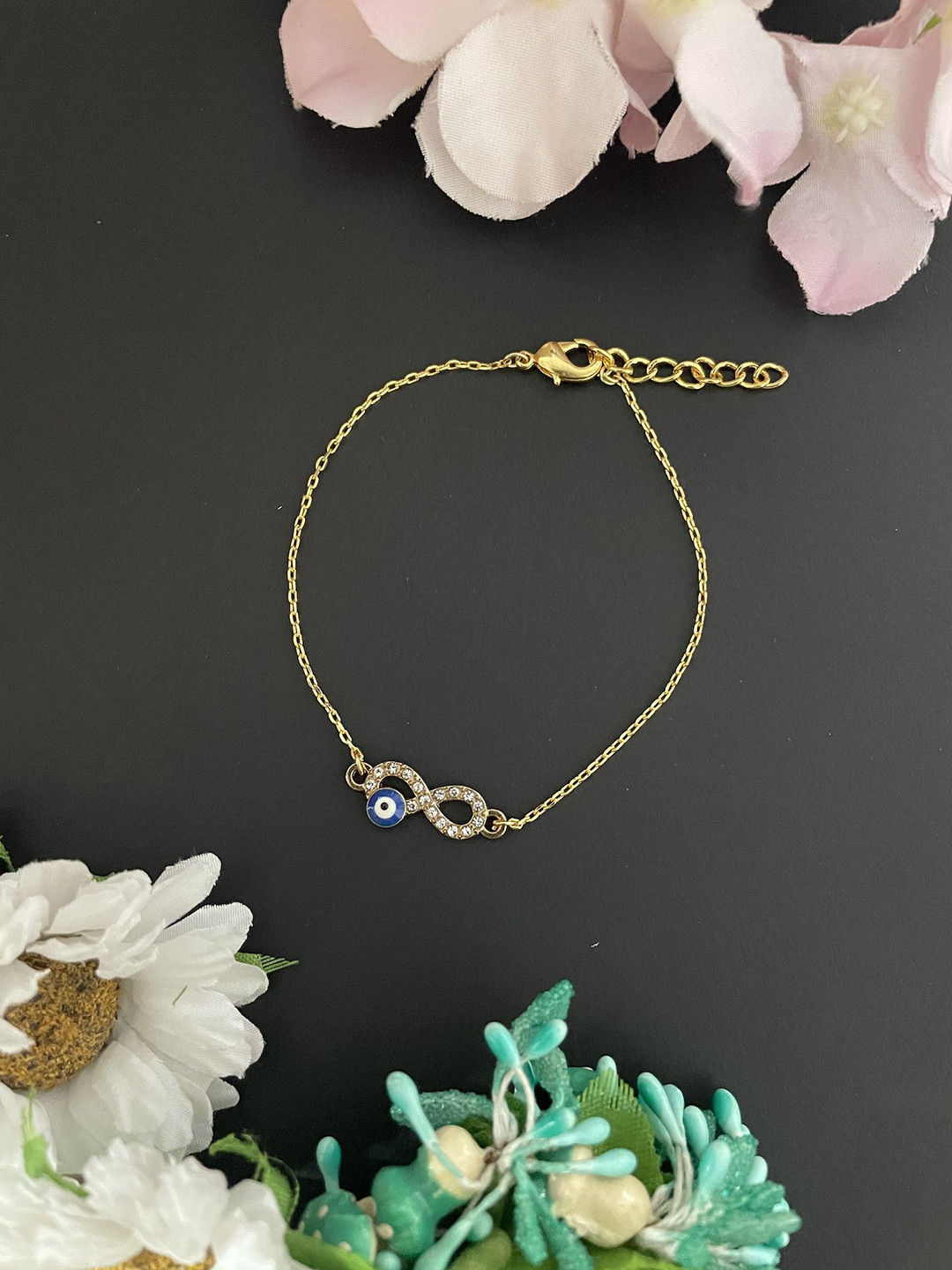 Digital Dress Room Artificial Stones Studded Evil Eye infinity Pendant Lumba Rakhi