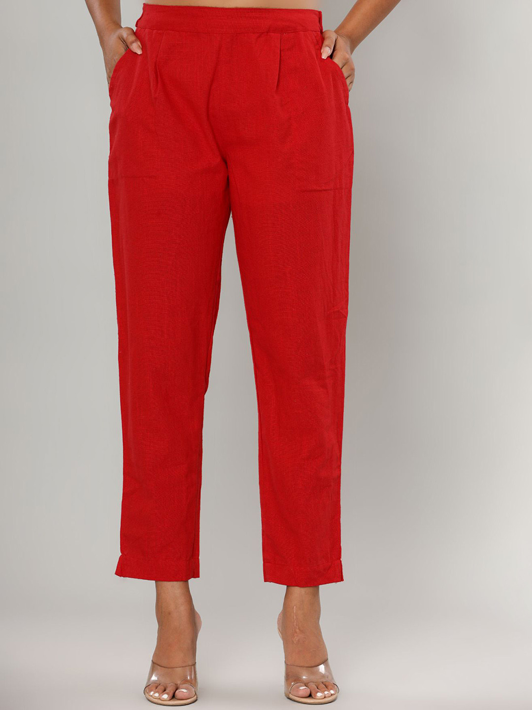 MURLI KURTI Women Solid Regular Fit Relaxed Straight Leg Easy Wash Cotton Trousers