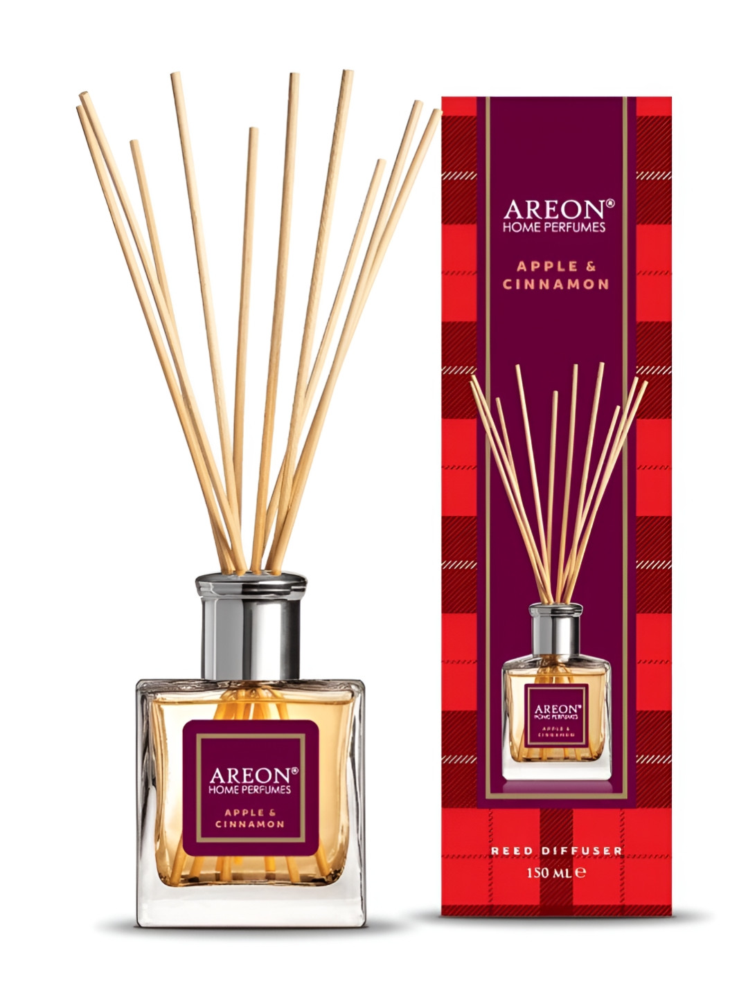 AREON Red & Purple Tartan, Apple & Cinnamon Home Perfume Sticks 150ml