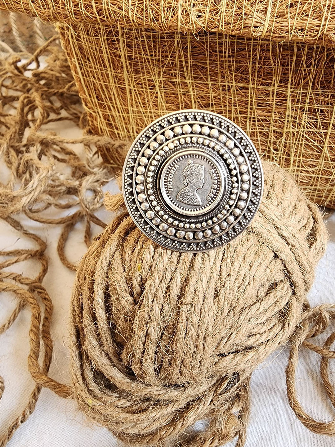 KINGSIN Textured Durgavathi Adjustable Finger Ring