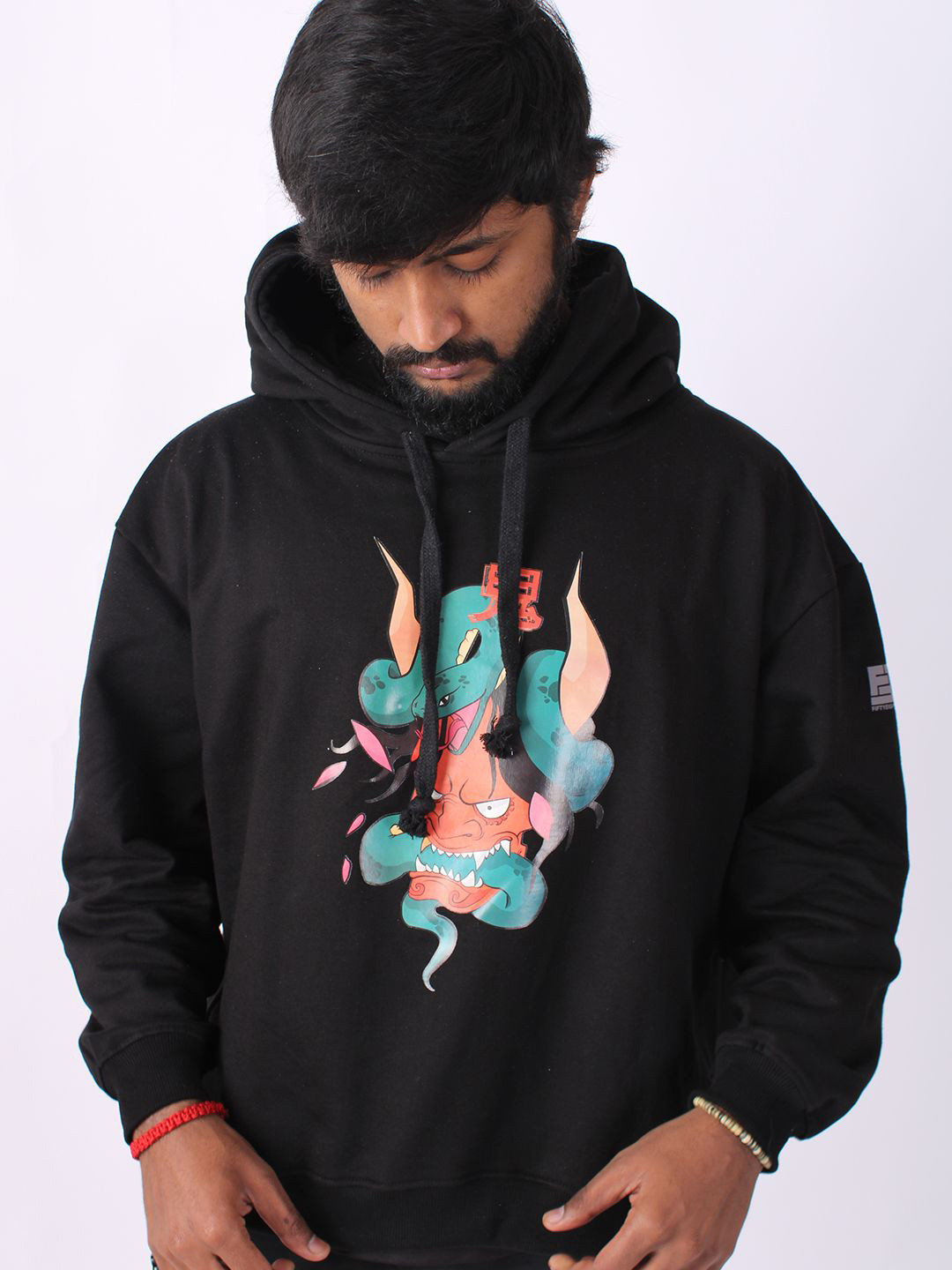 FiftyEight Men Oni Print Hooded Sweatshirt