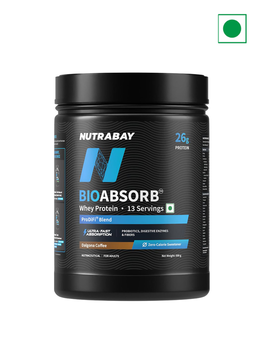 Nutrabay BioAbsorb Whey Protein - 500 g - Coffee Flavor