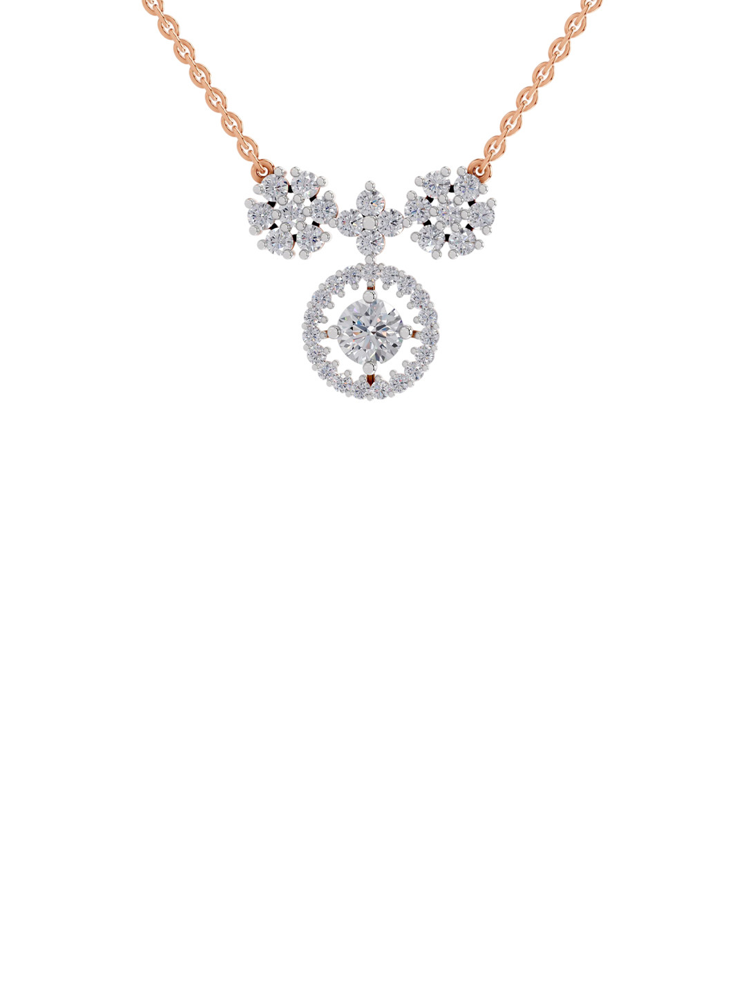 Sparkles 14K Rose Gold Lab Grown Diamond 1.5 Carat Round Shape Diamond Necklace