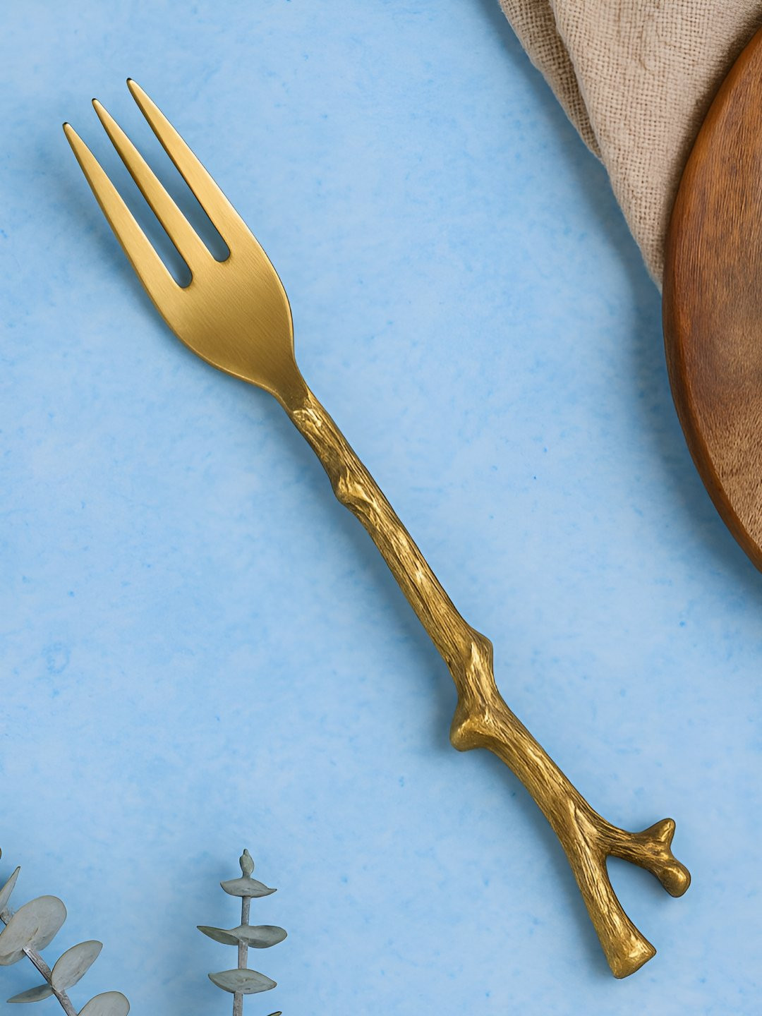StyleMyWay Gold-Toned Textured Brass Fruit Fork