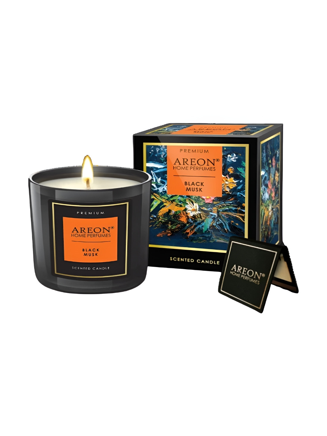 AREON Scented 1 Wick Musk Solid Geometric Regular Jar Candles
