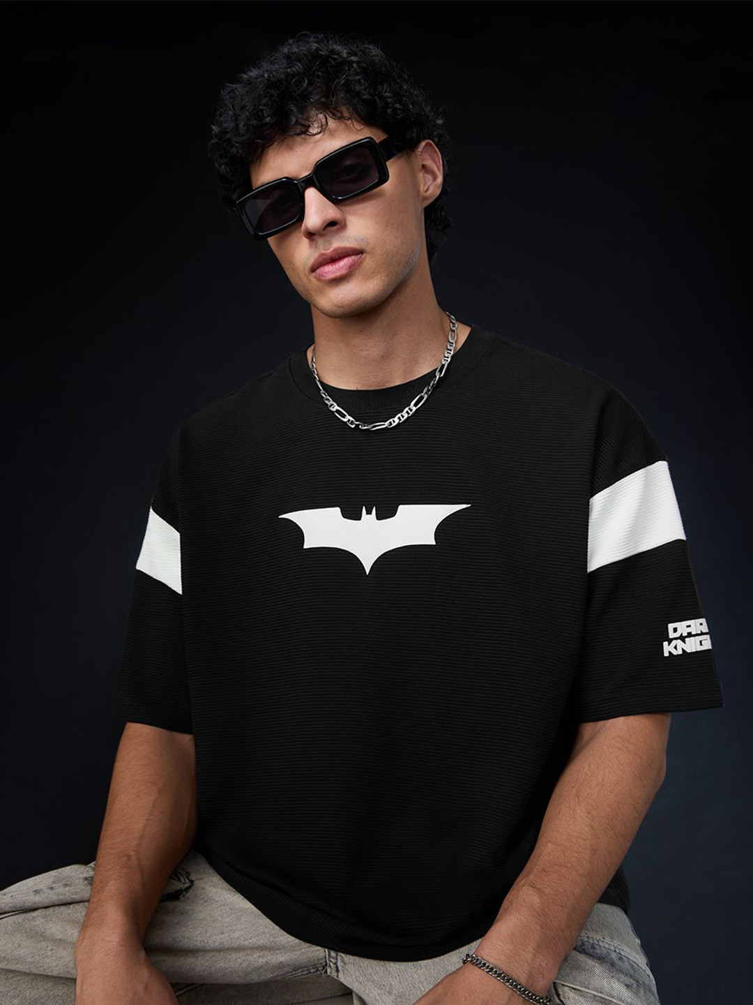 The Souled Store Oversized Batman Ottoman Masked Vigilante Printed T-Shirt