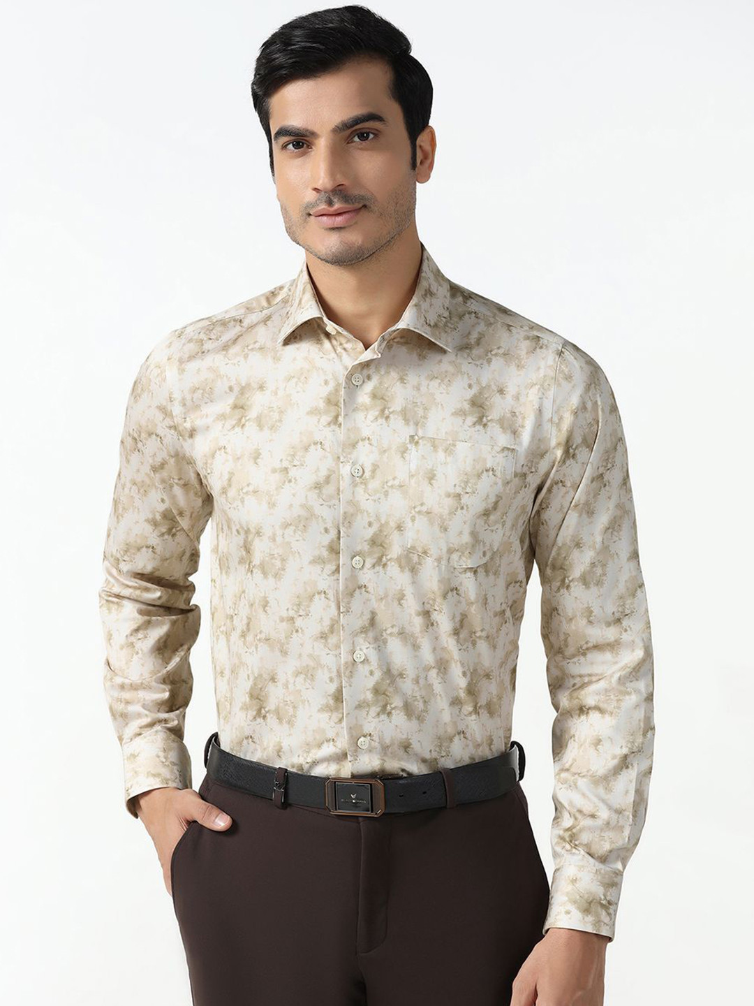 Blackberrys Men India Slim Fit Abstract Printed Spread Collar Pure Cotton Formal Shirt