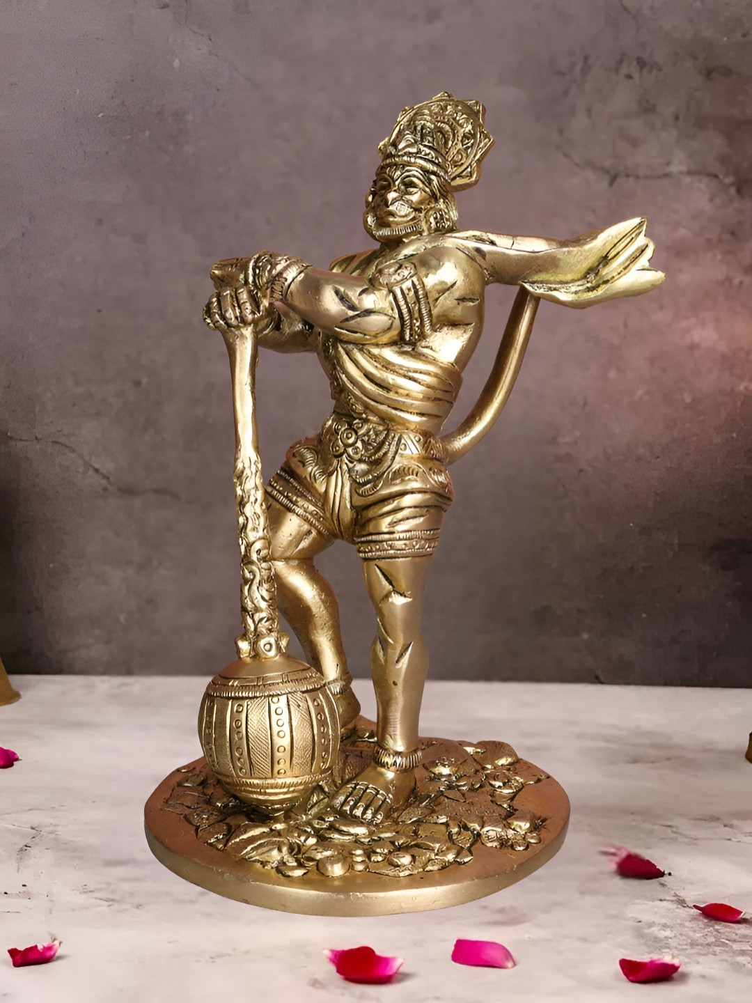 The Advitya Gold-Toned Religious Bahubali Hanuman Idol Showpiece