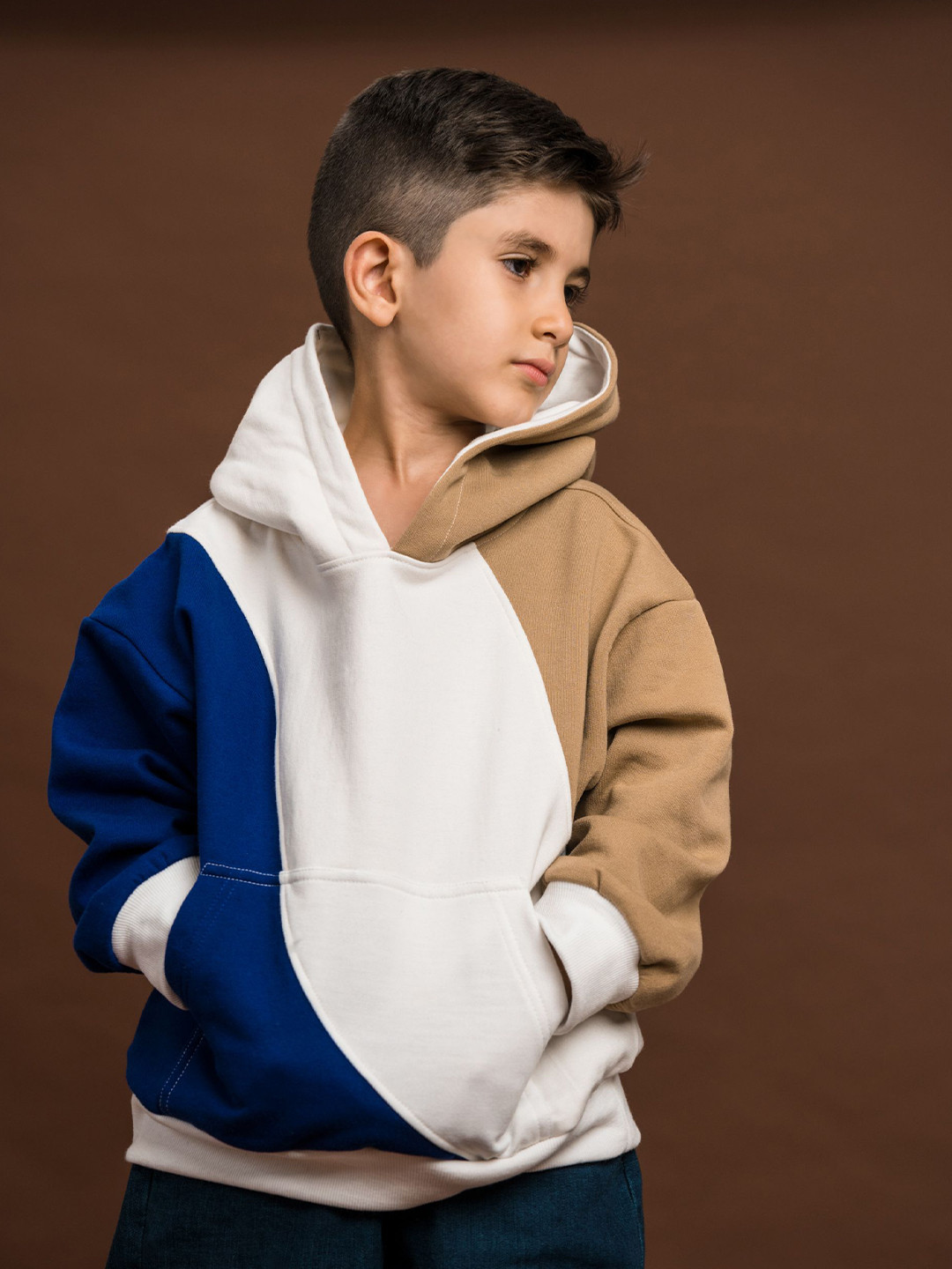 HIMMEL Kids Oversized Colourblocked Cotton Hooded Pullover