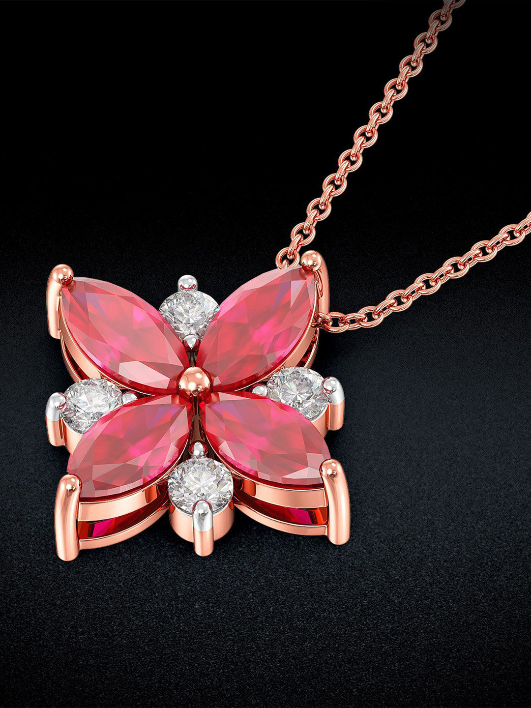 Joyalukkas Ruby Bloom Diamond Pendant