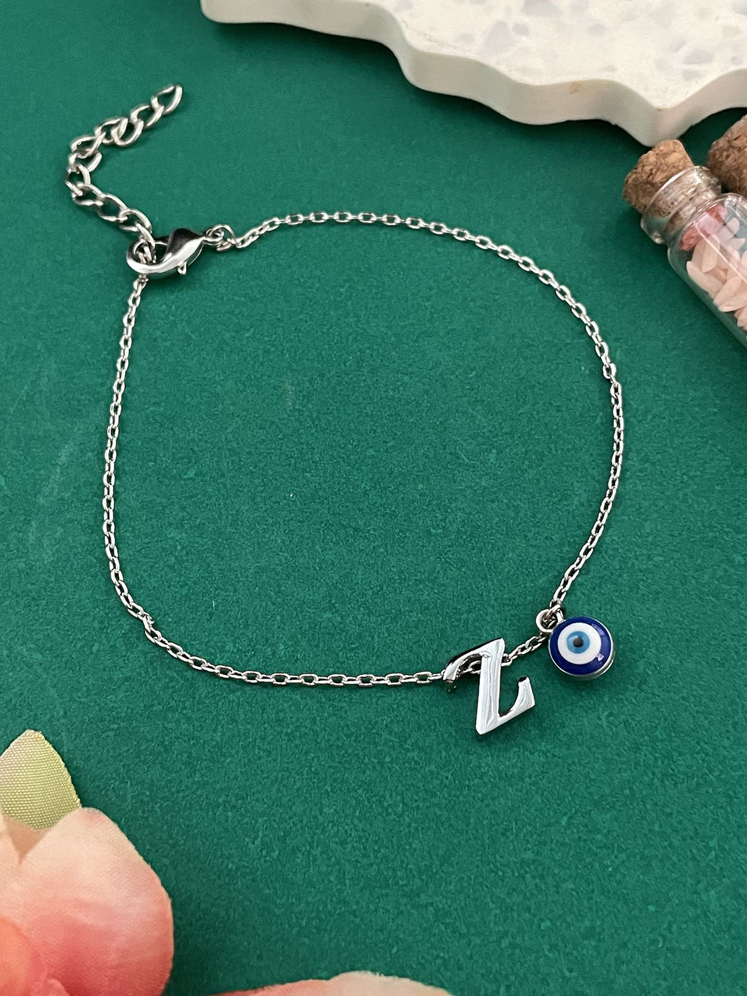 Digital Dress Room Silver-Plated Z Letter Evil Eye Name Rakhi
