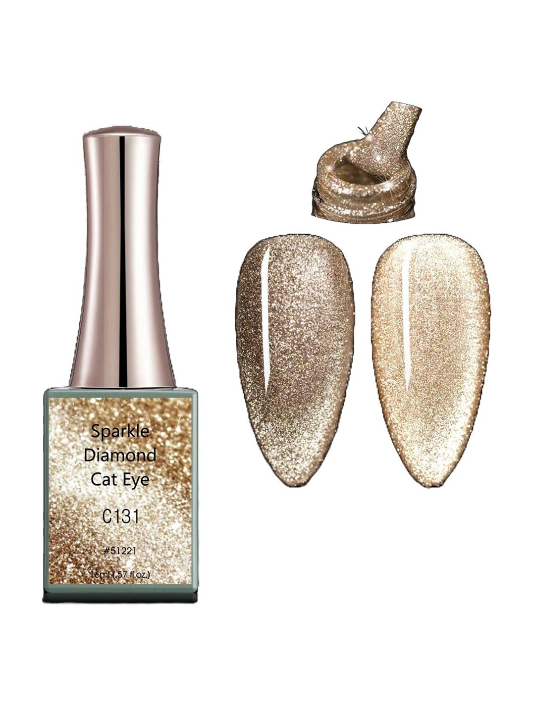 BELLE GAGA Sparkle Diamond Cat Eye Series UV LED Gel Nail Polish - 16 ml - C131