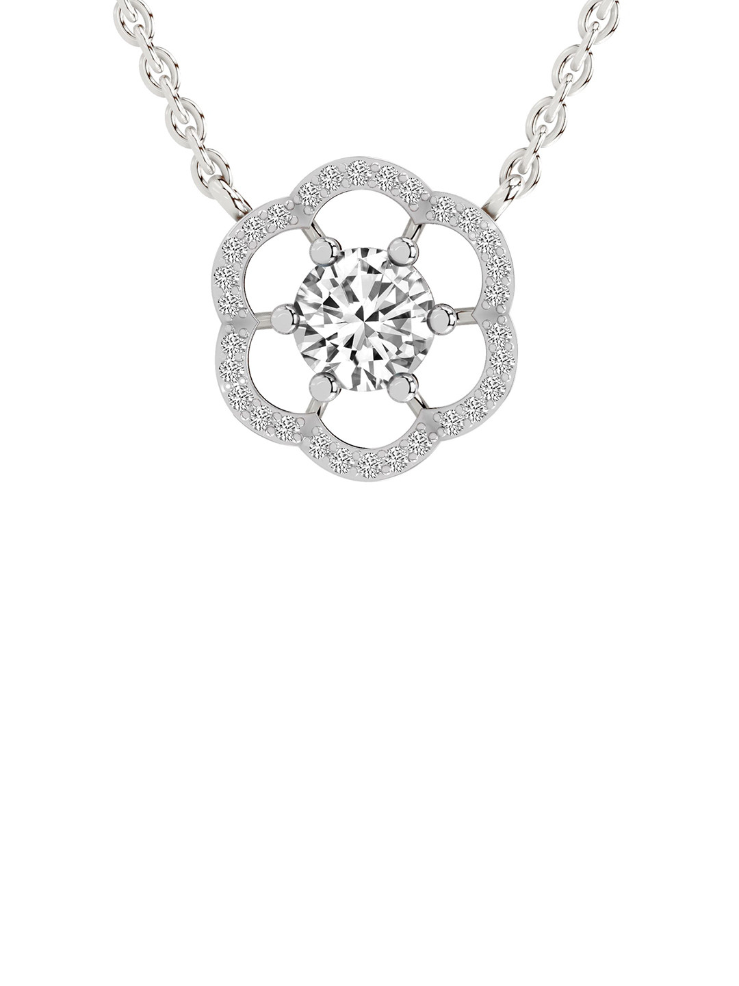 Sparkles 14K White Gold Lab Grown Diamond 0.95 Carat Round Shape Diamond Necklace