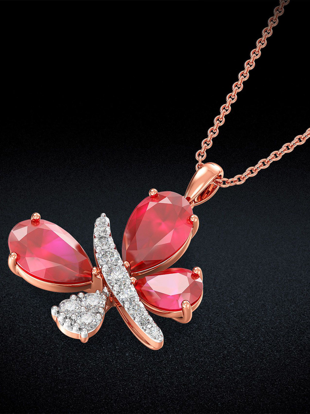 Joyalukkas Ruby Wing Charm Diamond Pendant