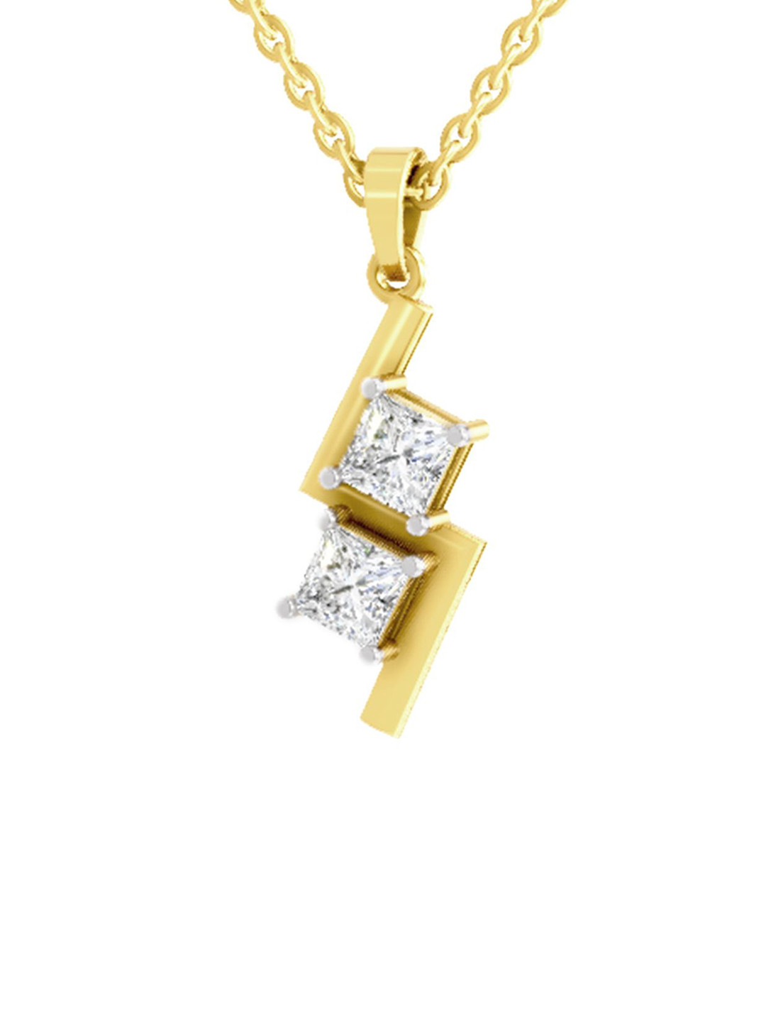 Sparkles 14K Yellow Gold Lab Grown Diamond 1 Carat Princess Shape Diamond Pendant