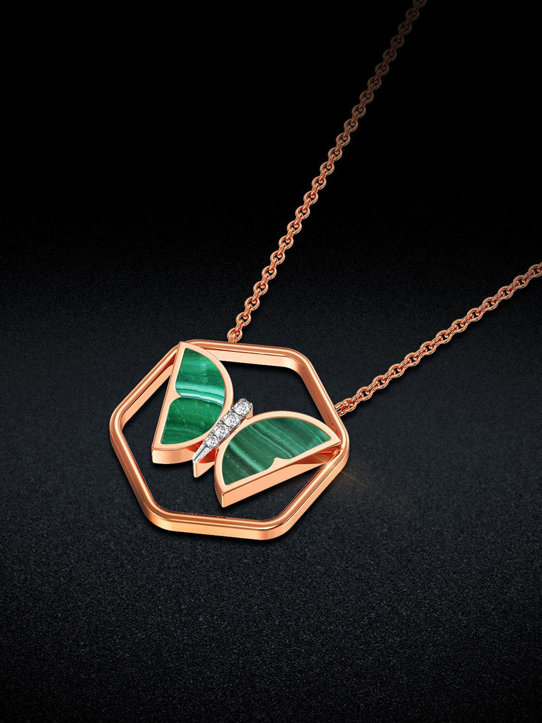 Joyalukkas Emerald Hive Butterfly Diamond Pendant