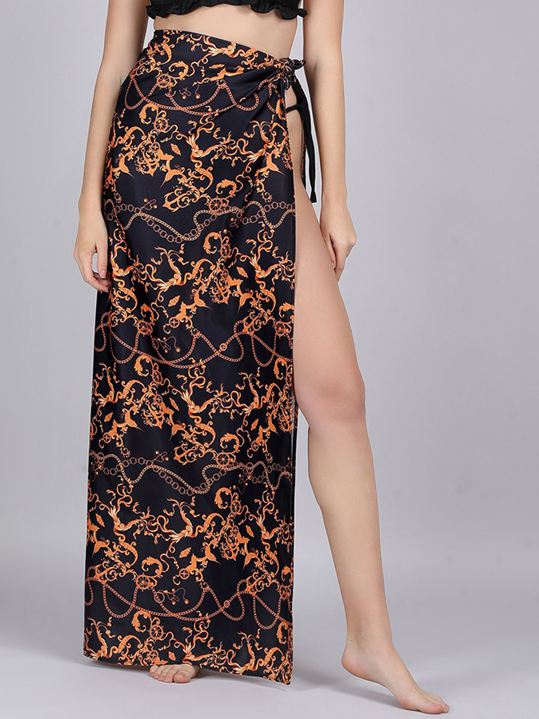 WOMAN IN YOU Tropical Printed Swim Cover Up Sarong Bottom