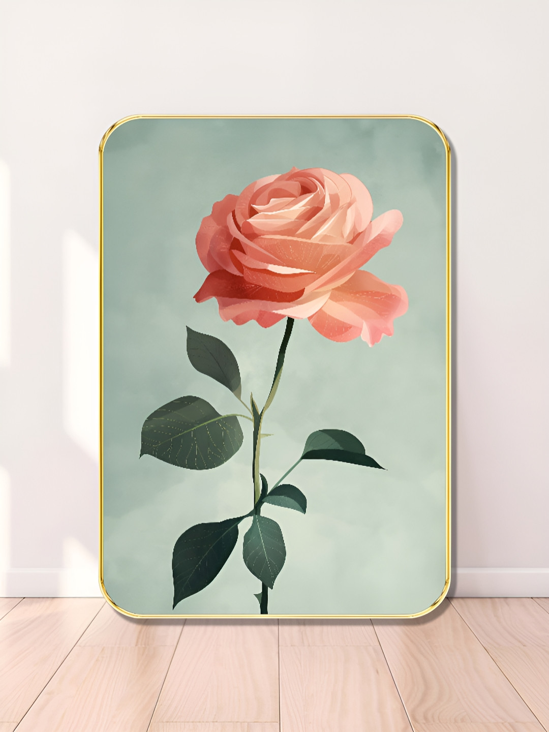Myntra Elegant Homes Green & Orange Blush Rose Wooden Wall Art