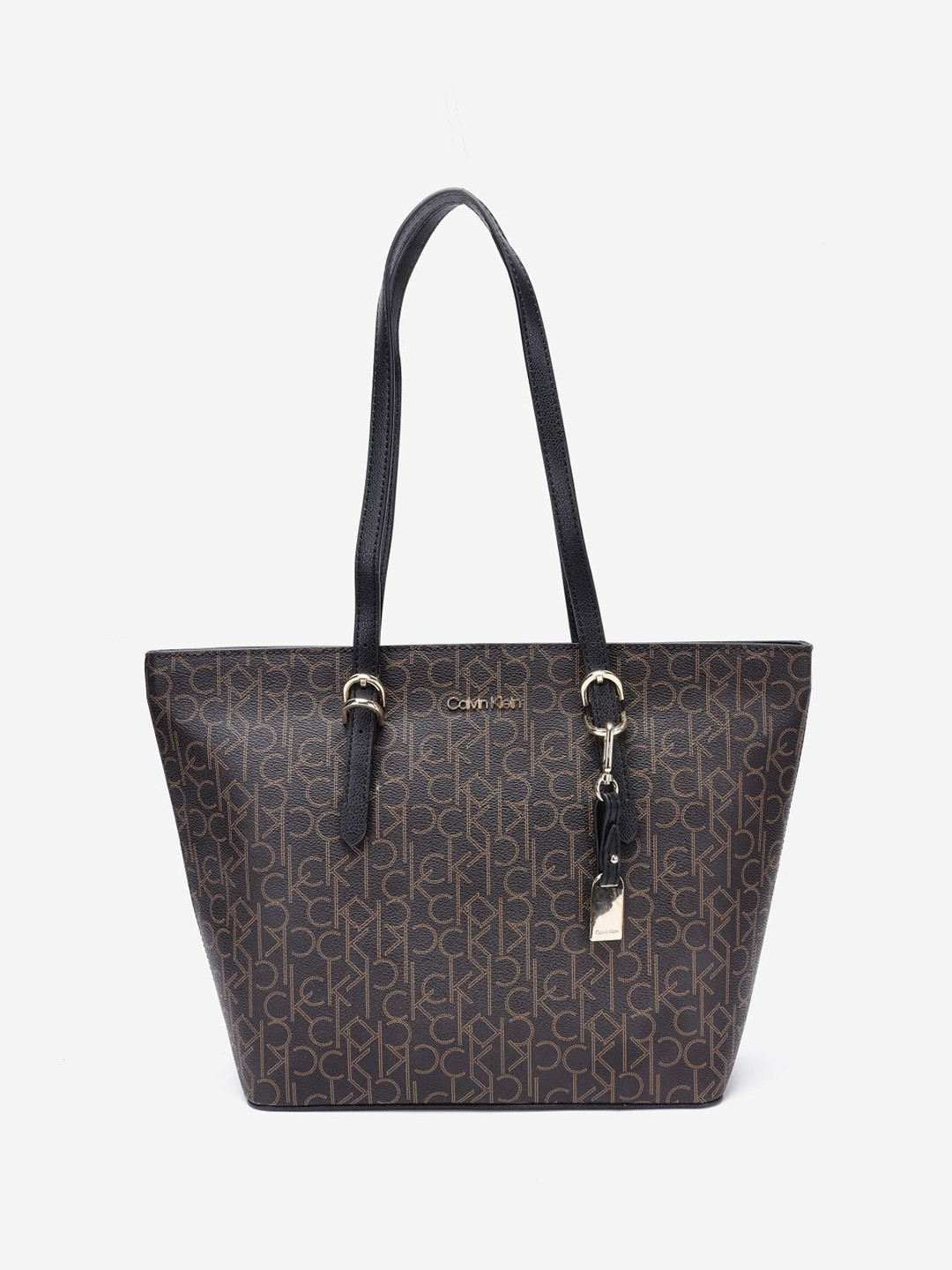Calvin Klein Brand Logo Printed Structured Tote Bag