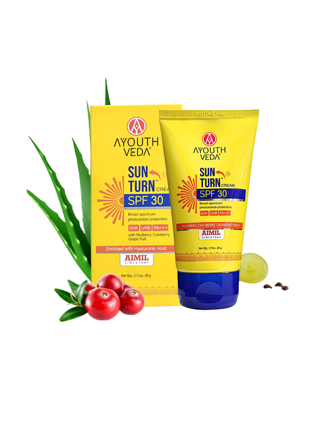 AYOUTHVEDA Sun Turn Cream SPF 30 With Hyaluronic Acid For Broad Spectrum 60 g