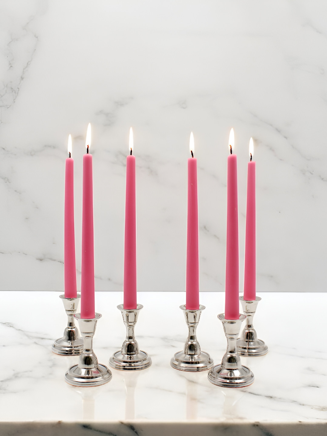 HOSLEY Smokeless & Dripless candle 6Pcs 1 Wick Solid Tapered Regular Pillar Candles