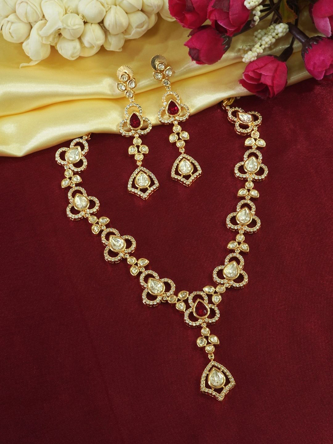 INC63 Festive Ruby Charm Kundan Necklace Set