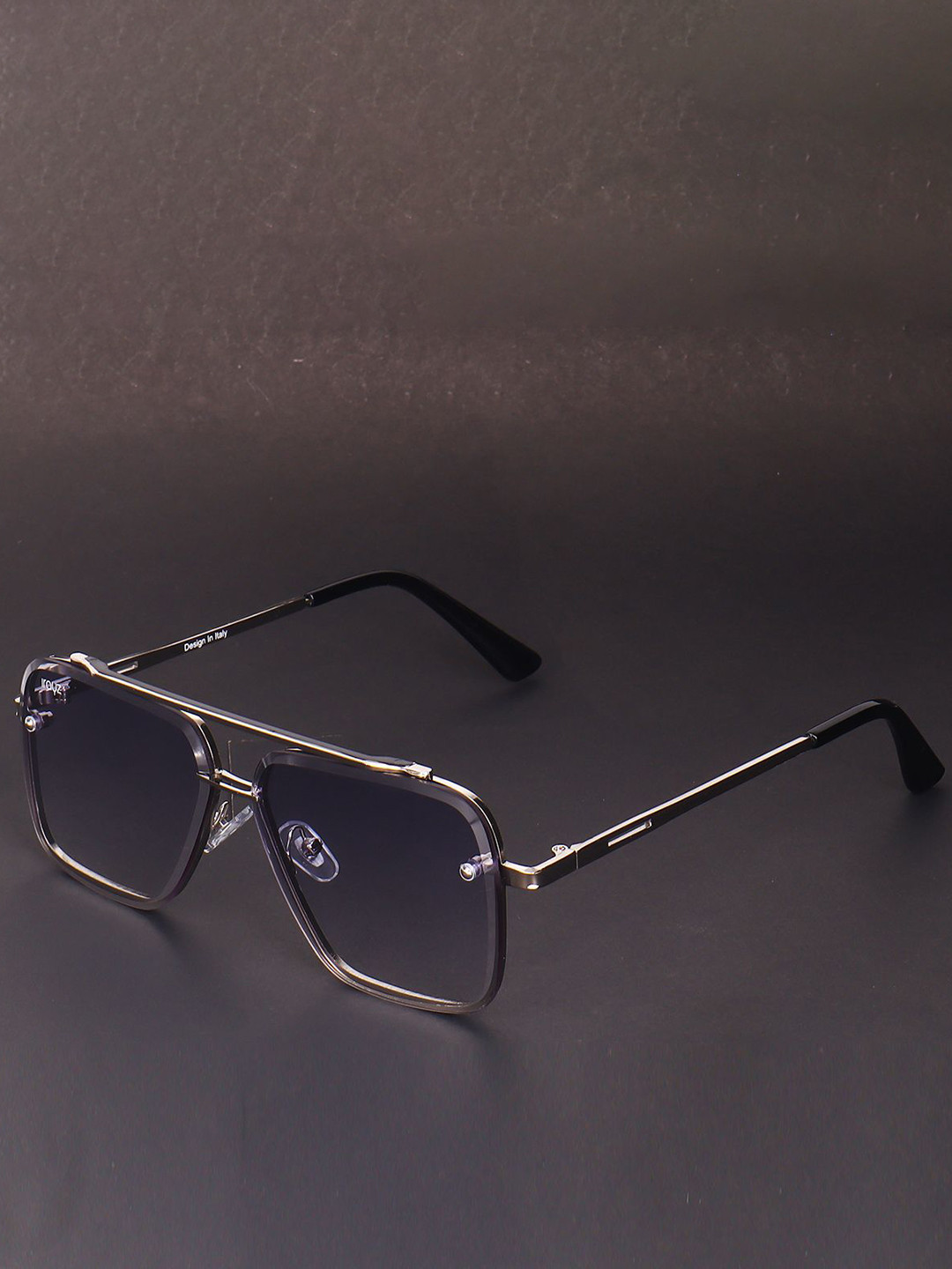 Irayz Unisex Square Sunglasses with UV Protected Lens DATA-Silver-Blue