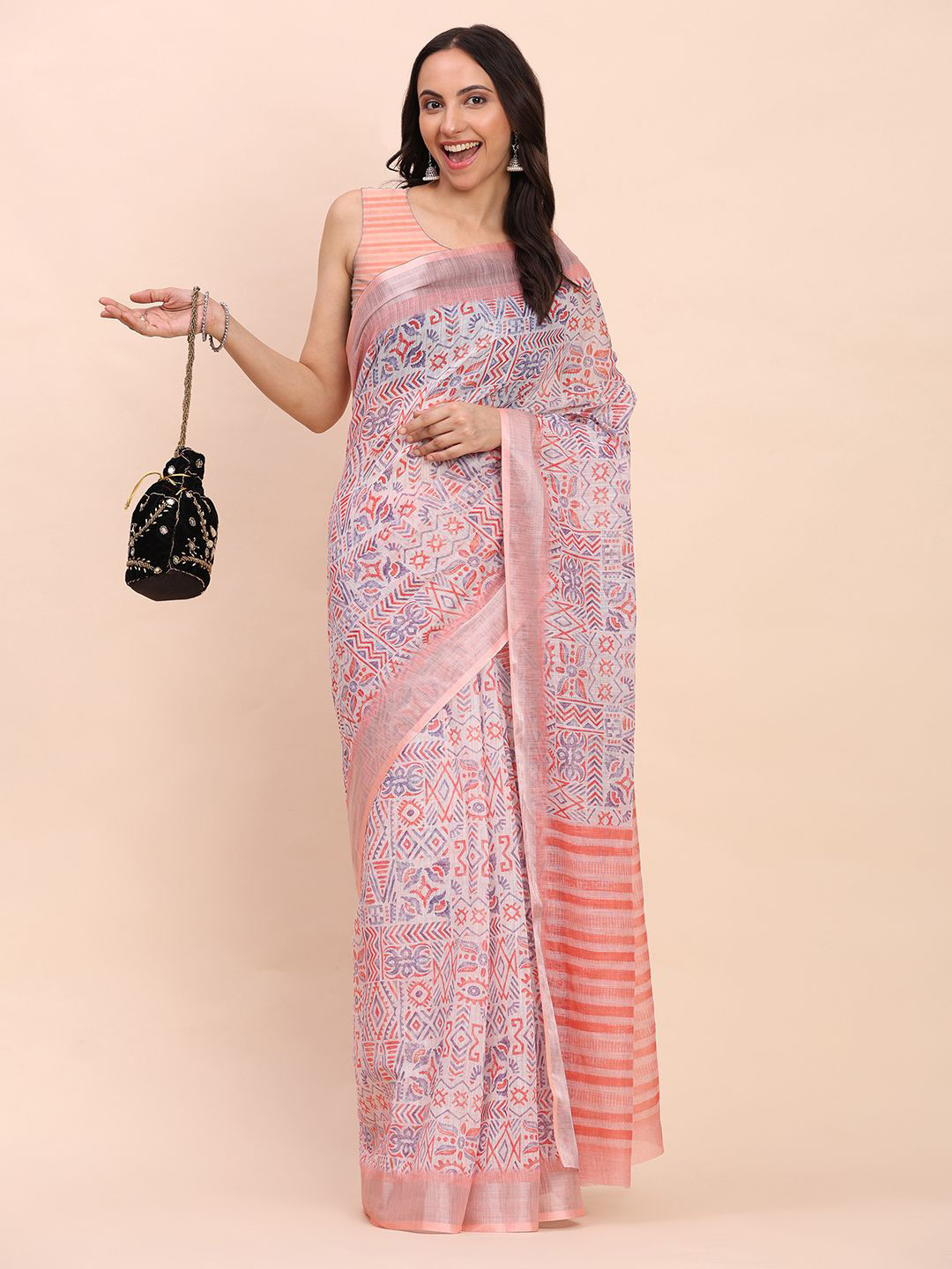 Astita Tribal Print Zari Saree