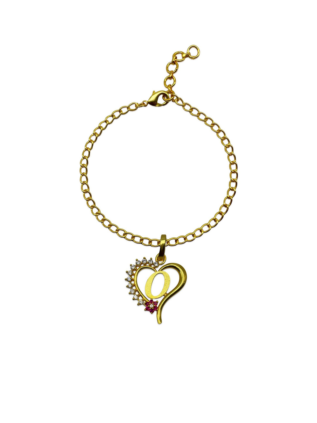 Digital Dress Room Artificial Stones Studded O Letter Heart Pendant Wraparound Rakhi
